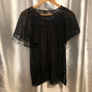 Black Sheer Lace Blouse